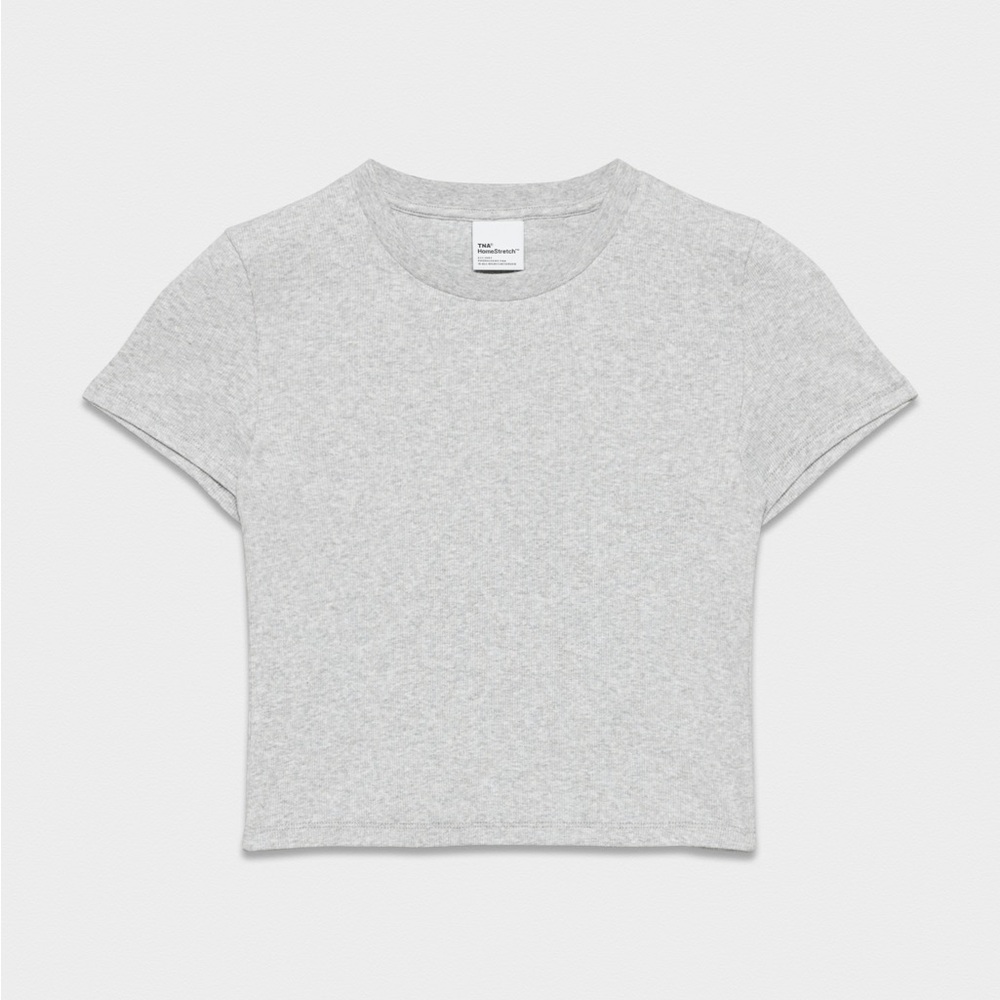 TNA Aritzia Tight Grey Cropped Tee